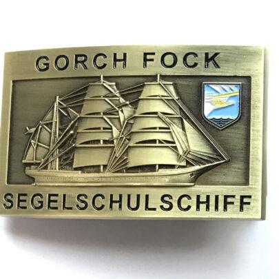 Gürtelschnalle – A 60 SSS Gorch Fock – massiv, messingf., m. Wappen